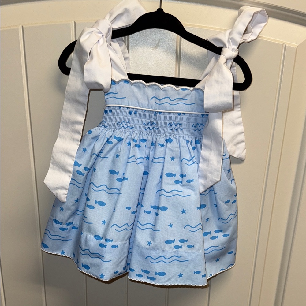 Poppy Kids Co Smocked Matching Set with White Adjustable Bow Straps